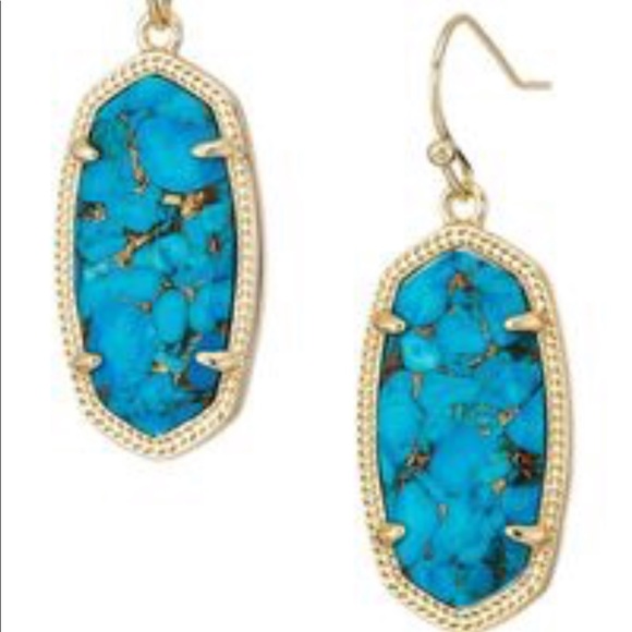Kendra Scott Elle bronze veined turquoise earrings - Picture 6 of 8